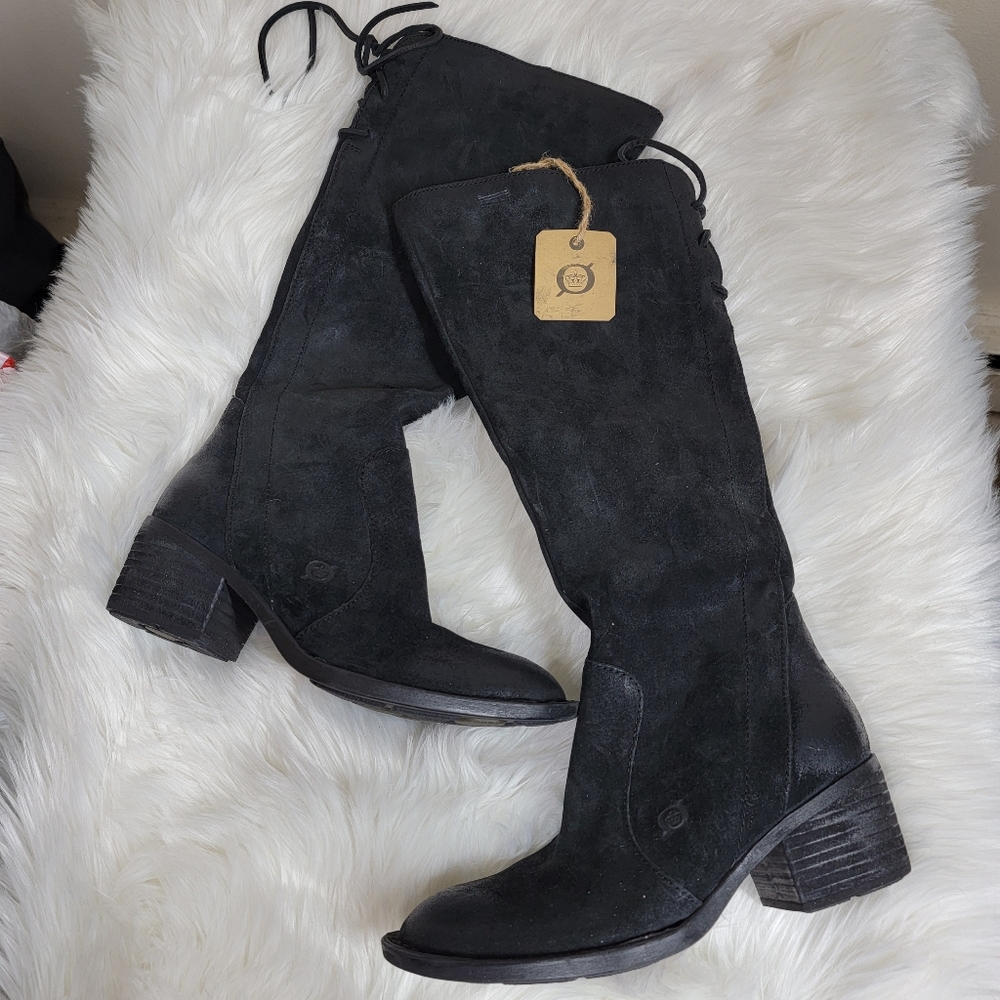 NWT Born Felicia leather tall boots gray zip up size 6 - Picture 2 of 7